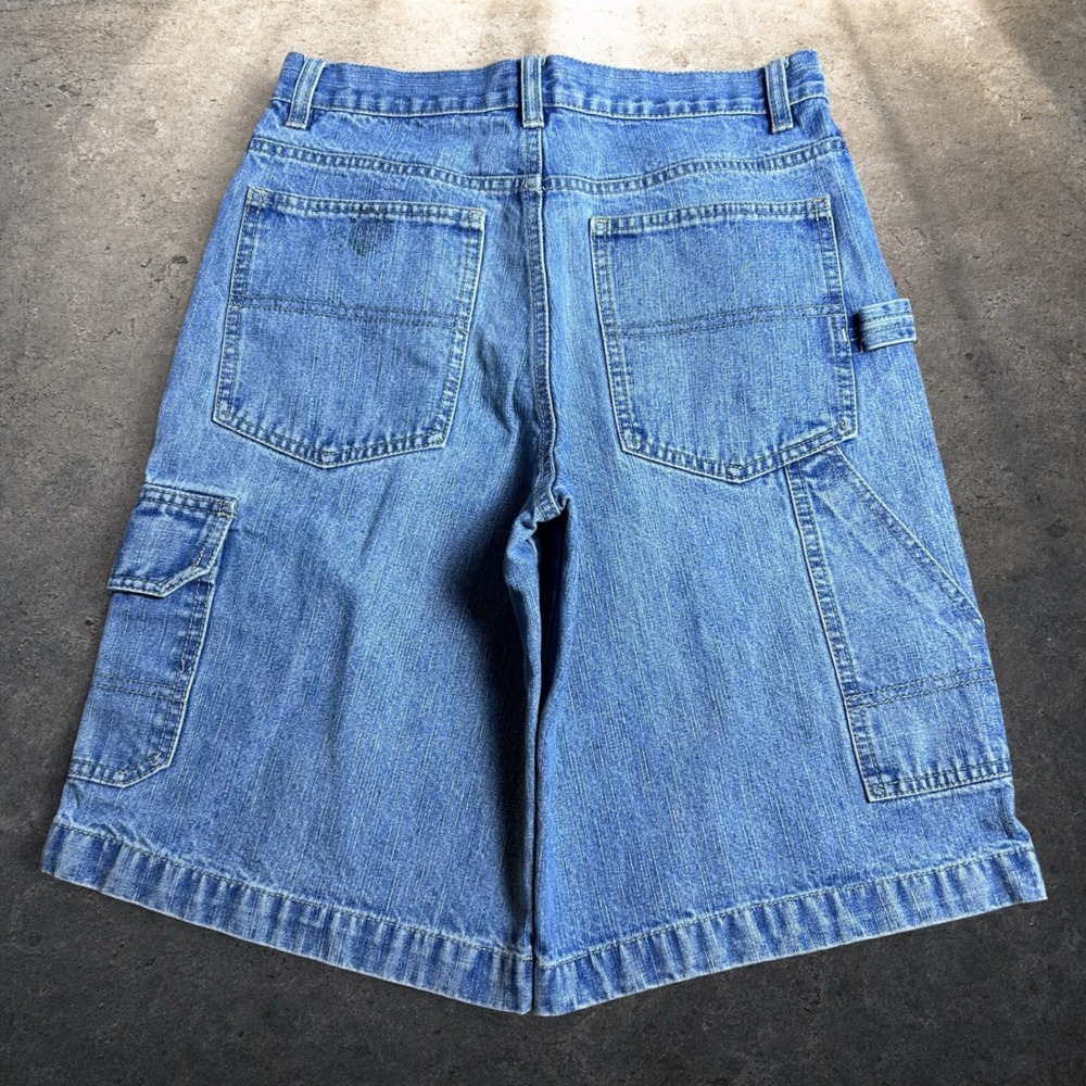 Premier International Baggy Denim Carpenter Shorts Blue Y2K Skater Size 14